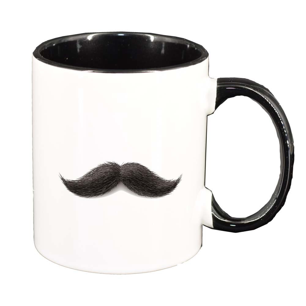 Cana Mustache, interior negru, 330ml, D234