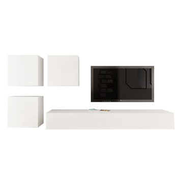Set Mobila Living Modular Quadro 17 , MDF Lucios, ALB, Dimensiune 310 cm Set Mobila Living Modular Quadro 17 , MDF Lucios, ALB, Dimensiune 310 cm