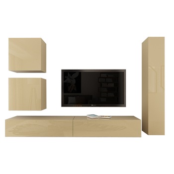 Set Mobila Living Modular Quadro 18 , MDF Lucios, CAPPUCCINO, Dimensiune 280 cm Set Mobila Living Modular Quadro 18 , MDF Lucios, CAPPUCCINO, Dimensiune 280 cm