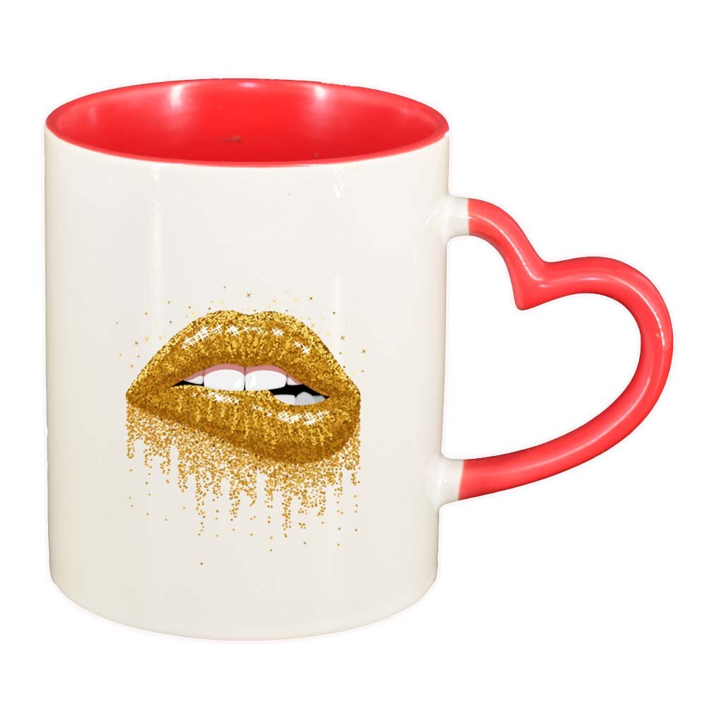 Cana Lips, interior rosu, maner inima, 330ml, D250