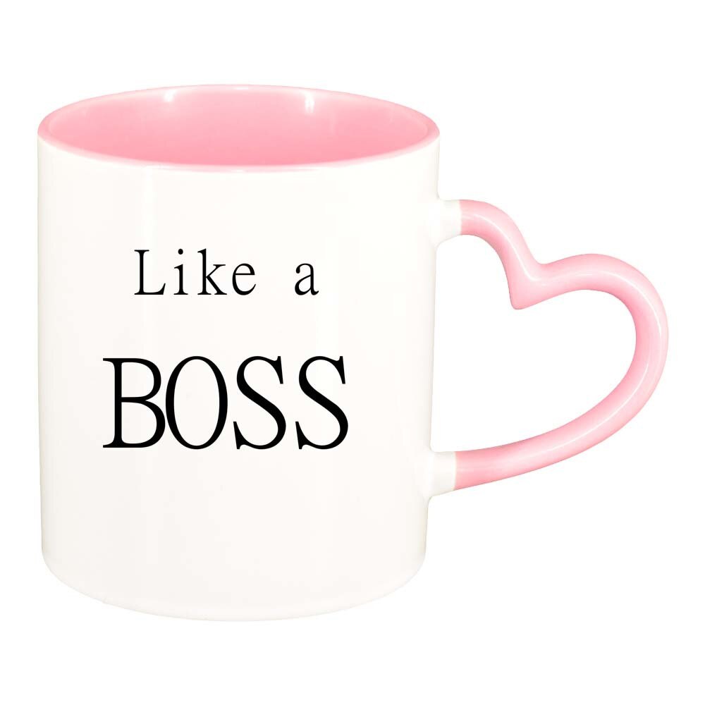 Cana Boss, interior roz, maner inima, 330ml, D249