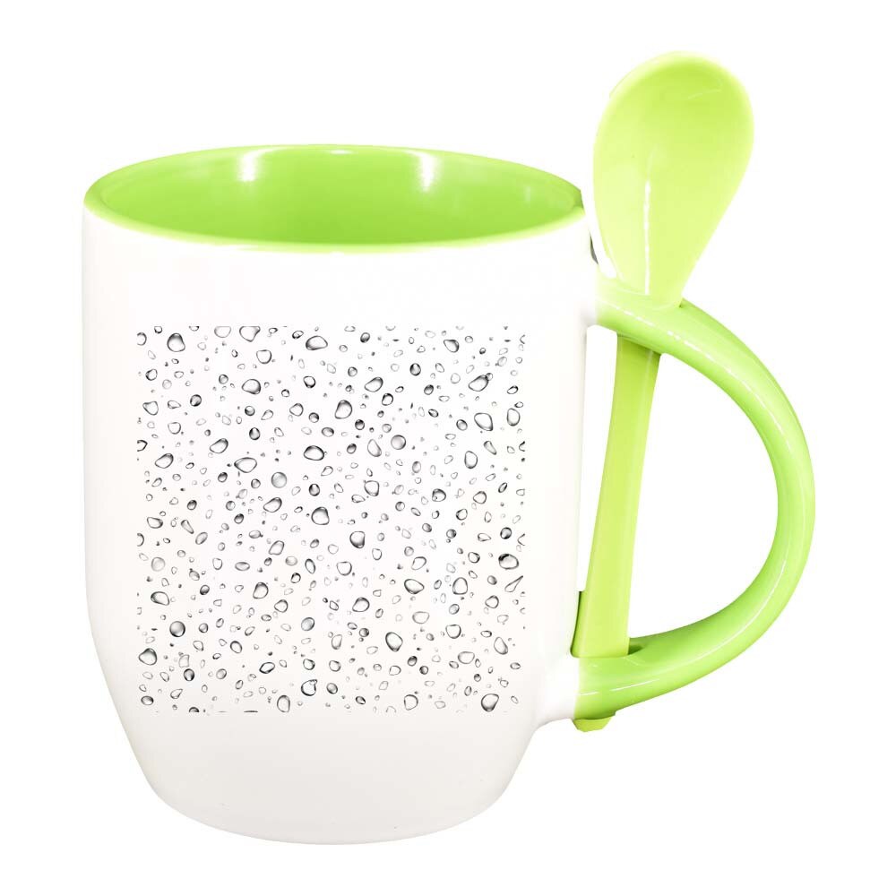 Cana Drops cu lingurita, interior verde deschis, 330ml, D237