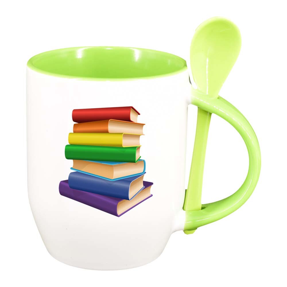 Cana Carte cu lingurita, interior verde deschis, 330ml, D241