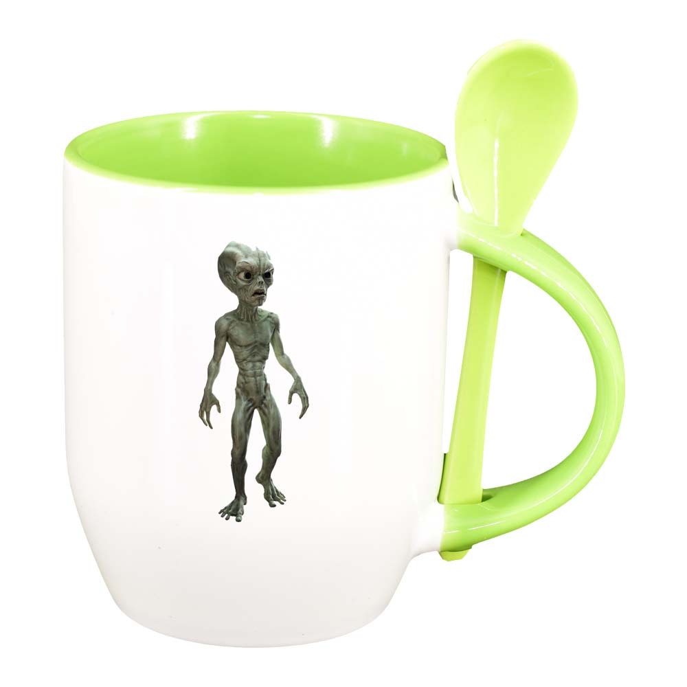 Cana Alien cu lingurita, interior verde deschis, 330ml, D244