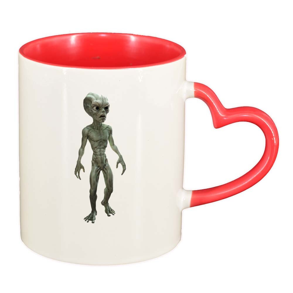 Cana Alien, interior rosu, maner inima, 330ml, D244