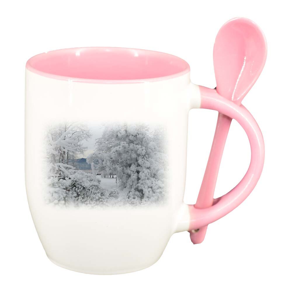 Cana Picture cu lingurita, interior roz, 330ml, D257