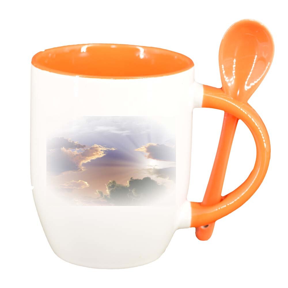 Cana Picture cu lingurita, interior portocaliu, 330ml, D256