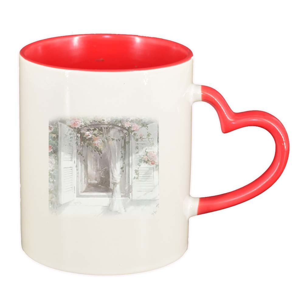 Cana Picture, interior rosu, maner inima, 330ml, D252