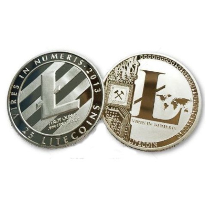 Монета Litecoin, в защитна капсула, сребрист