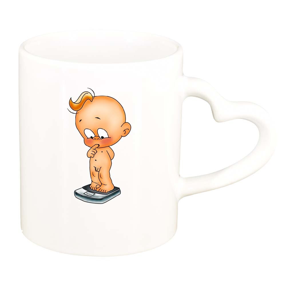 Cana Baby, alb, maner inima, 330ml, D268