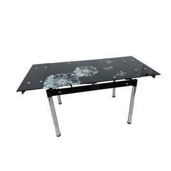 Masa bucatarie extensibila, MB-64 Negru, 110 x 80 x 75 cm, Sticla securizata Masa bucatarie extensibila, MB-64 Negru, 110 x 80 x 75 cm, Sticla securizata