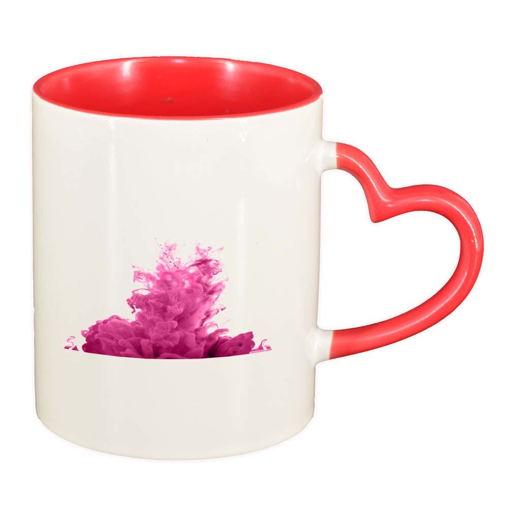 Cana Colour, interior rosu, maner inima, 330ml, D267