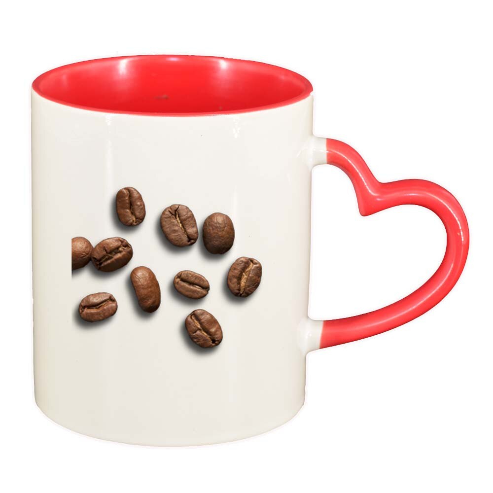 Cana Caffee Beans, interior rosu, maner inima, 330ml, D270