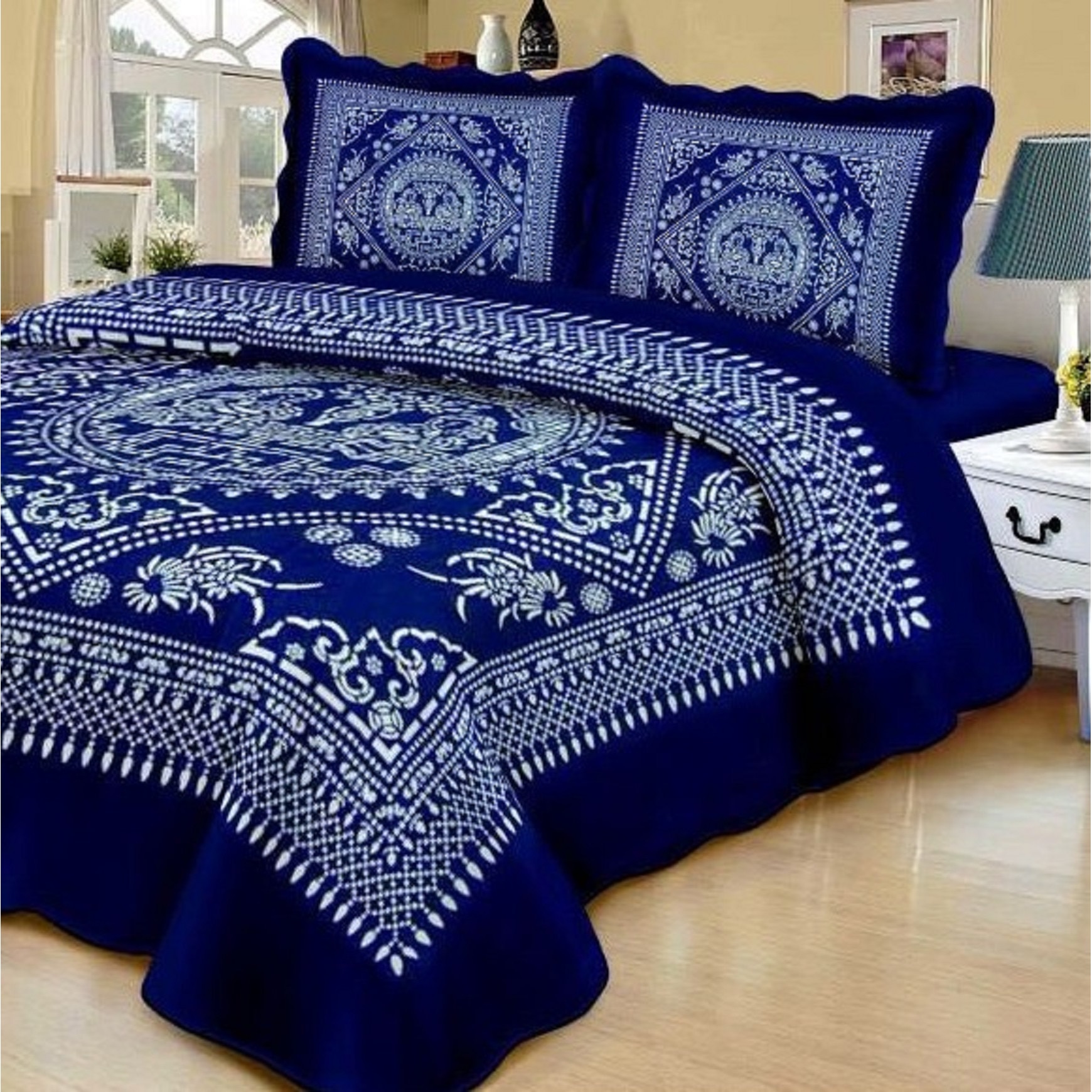 Cuvertura de pat dubla matlasata pentru 2 persoane, 3 piese, bumbac, Vika969