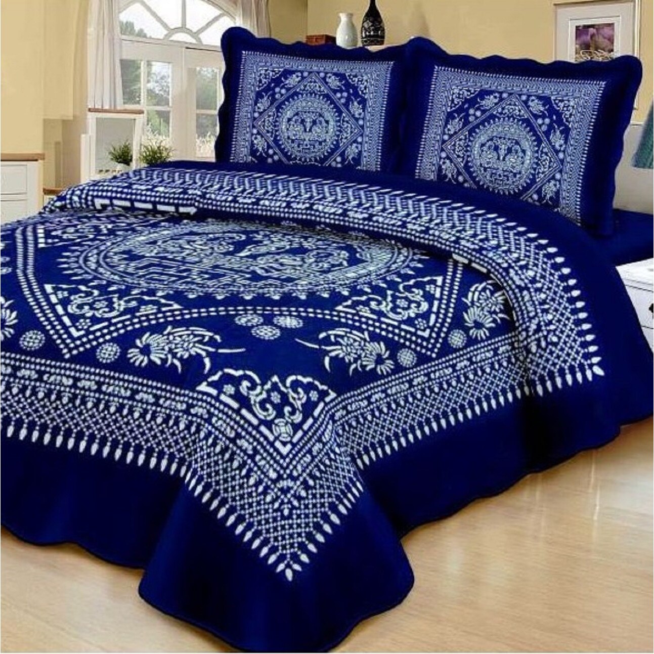 Set Cuvertura de pat dubla matlasata +2 fete de perna pentru 2 persoane, bumbac Vika970