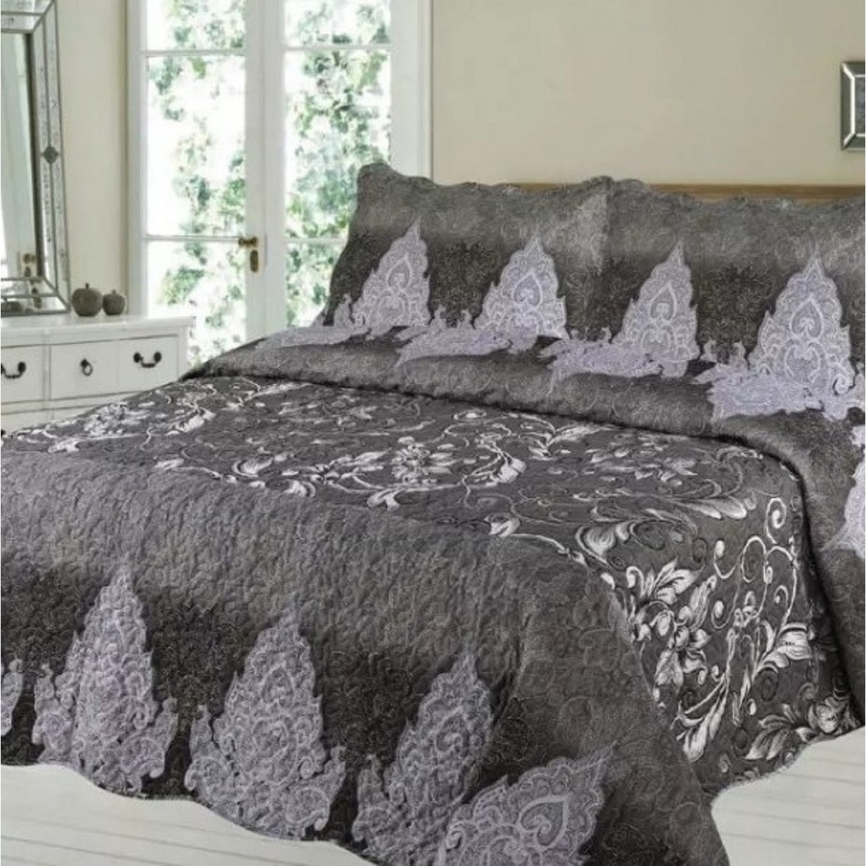 Cuvertura, pentru 2 persoane, 3 piese, bumbac, multicolor Vika11