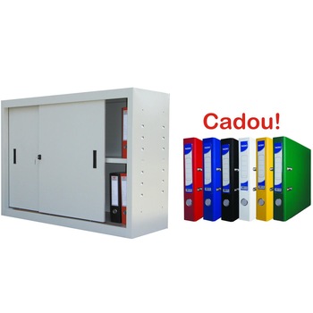 Dulap metalic cu usi culisante 2 rafturi 1200x450x900, ECO+, 40 kg/polita+5 bibliorafturi cadou Dulap metalic cu usi culisante 2 rafturi 1200x450x900, ECO+, 40 kg/polita+5 bibliorafturi cadou