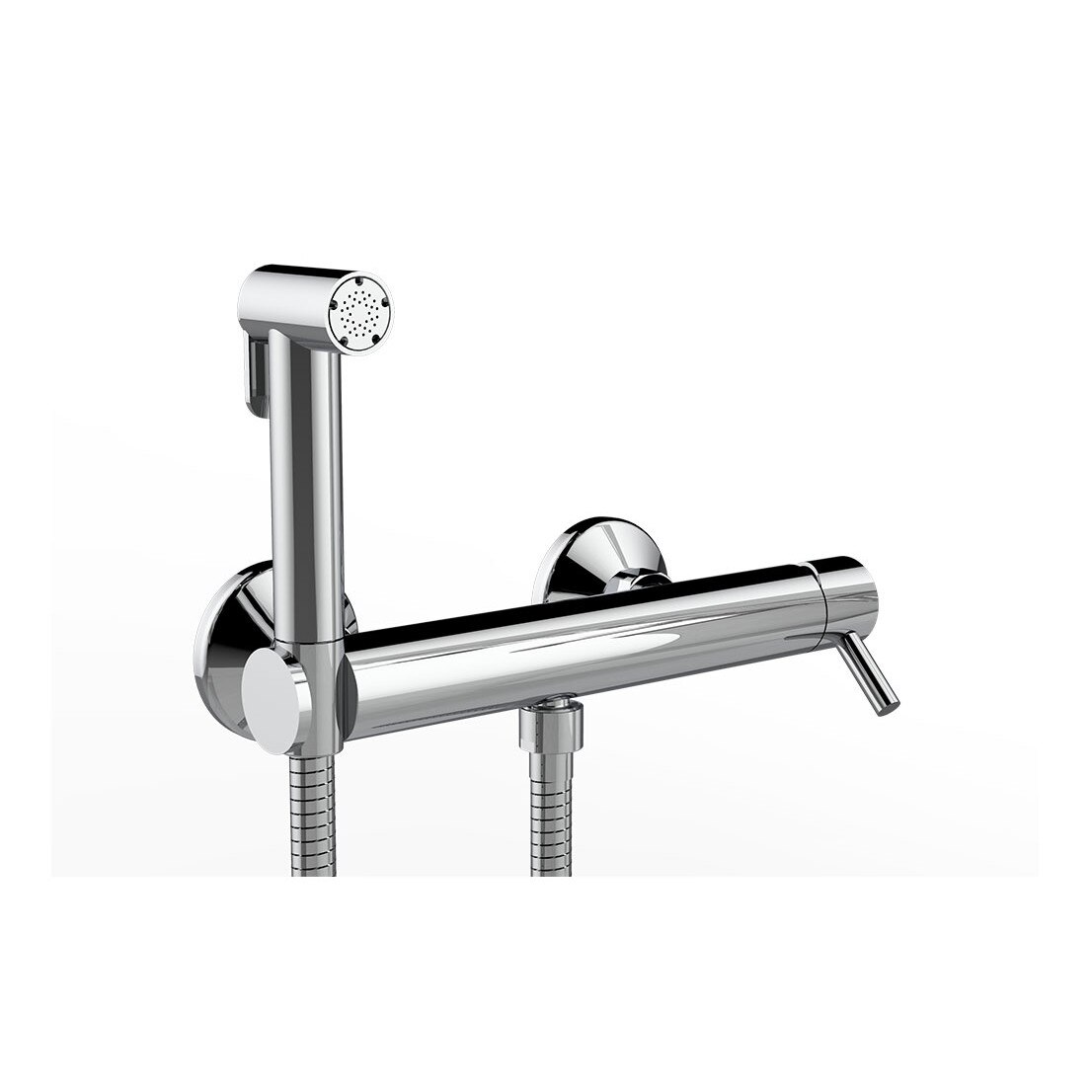 Baterie de dus cu suport, para de dus Stella in alama, cu furtun Ultraflex, distanta 100 mm, in alama cromata, cu 2 excentrice fixare si racordare