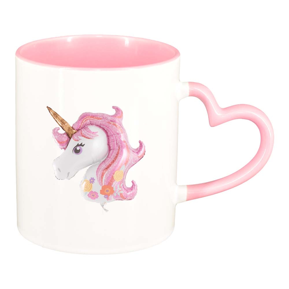 Cana Pony, interior roz, maner inima, 330ml, D255