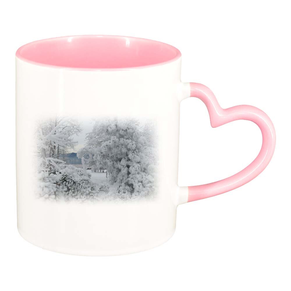 Cana Picture, interior roz, maner inima, 330ml, D257