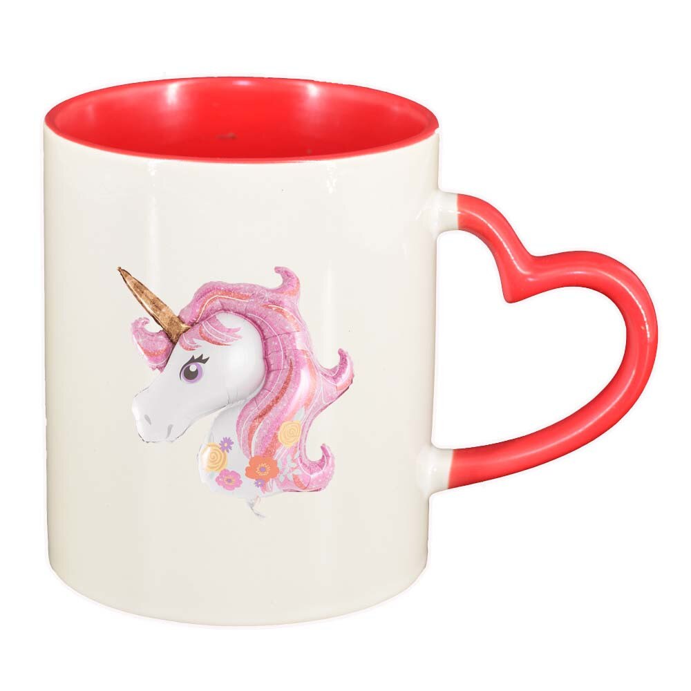 Cana Pony, interior rosu, maner inima, 330ml, D255