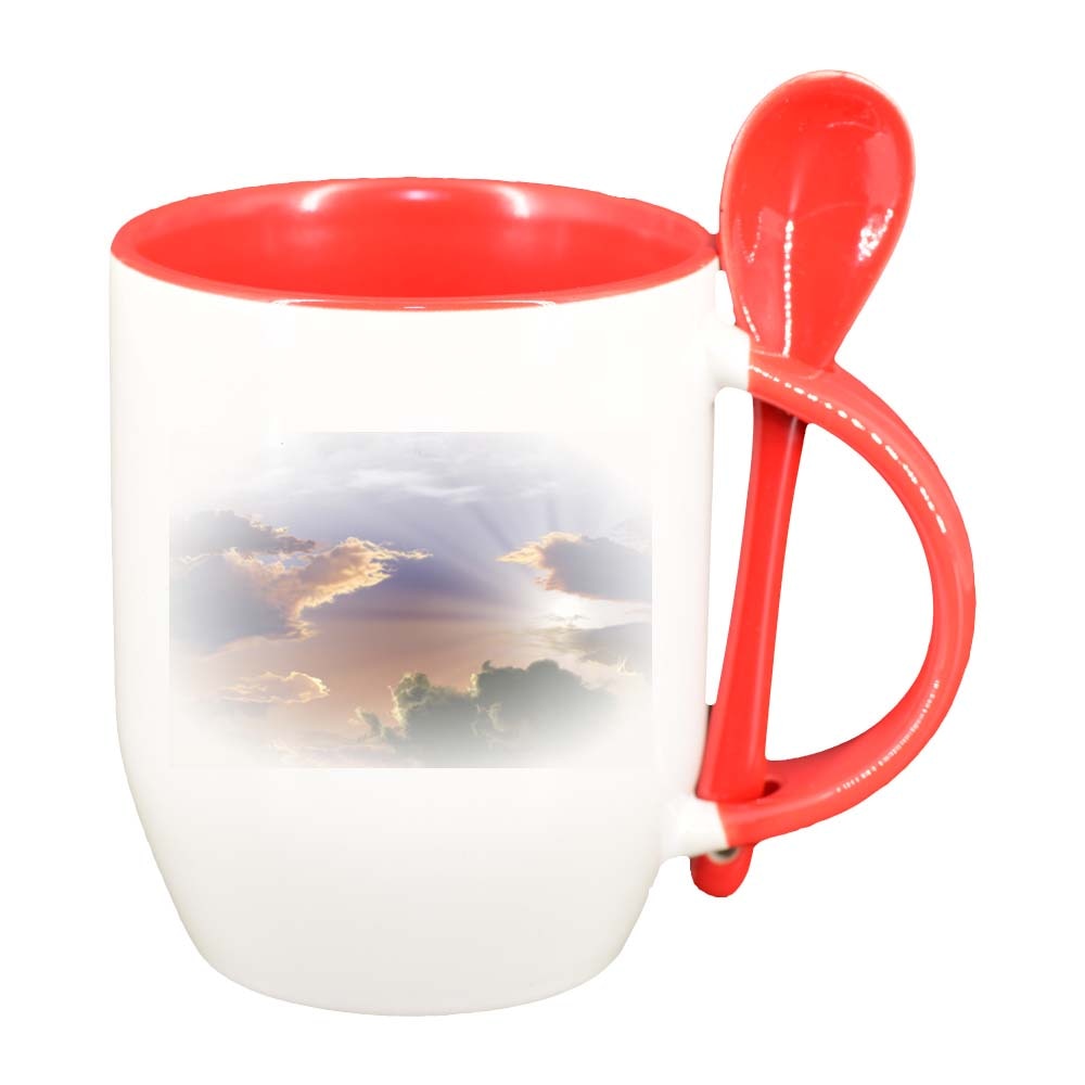 Cana Picture cu lingurita, interior rosu, 330ml, D256