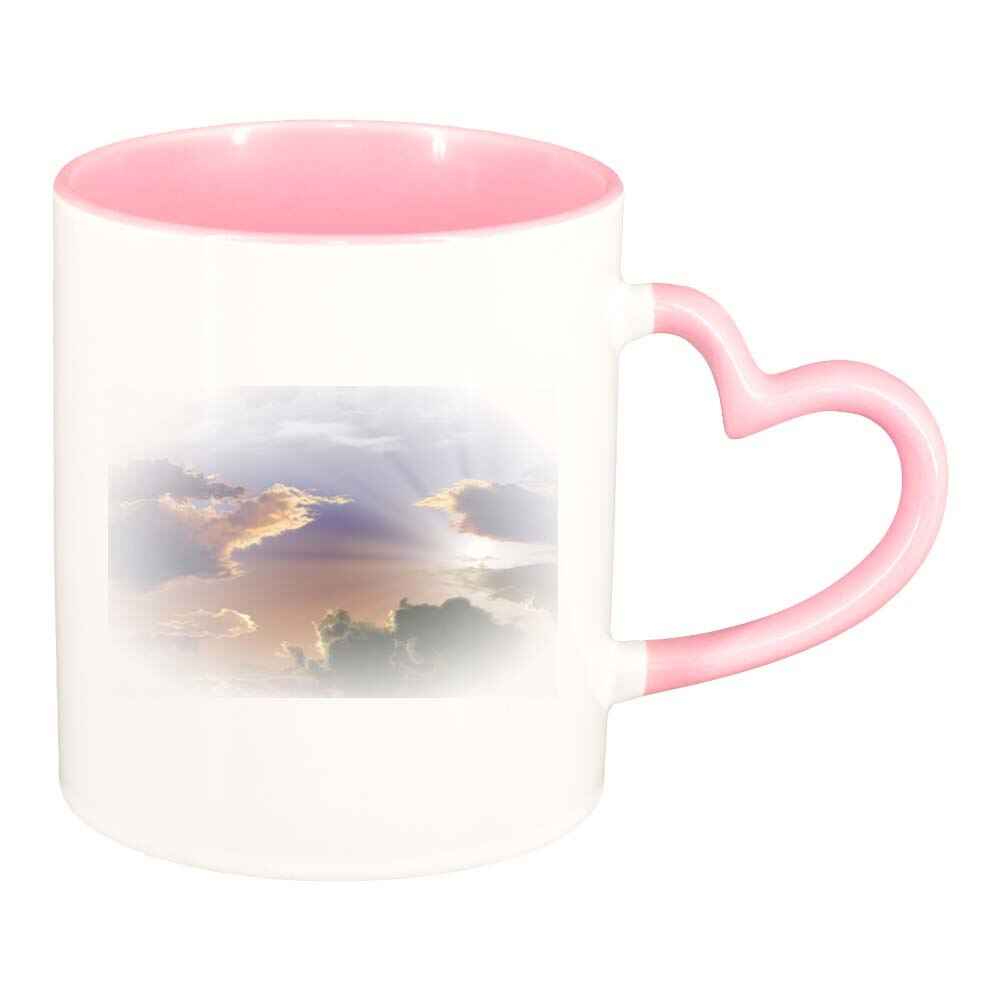 Cana Picture, interior roz, maner inima, 330ml, D256