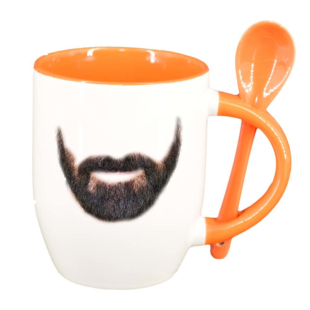 Cana Beard cu lingurita, interior portocaliu, 330ml, D260