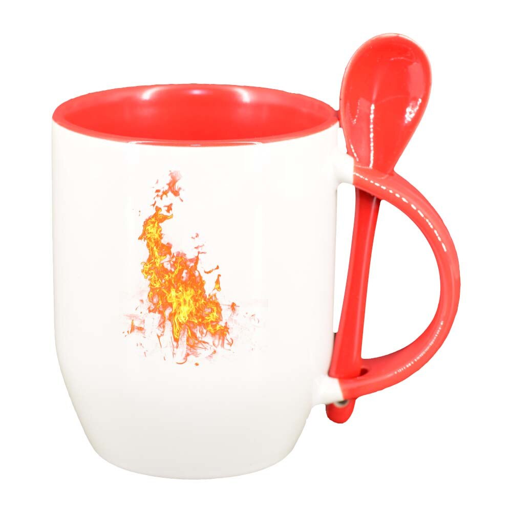 Cana Fire cu lingurita, interior rosu, 330ml, D258