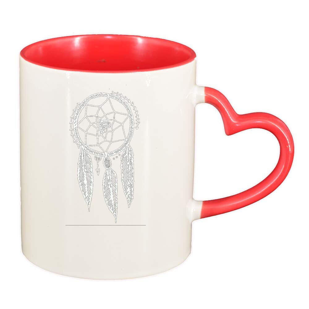 Cana Dream Catcher, interior rosu, maner inima, 330ml, D261