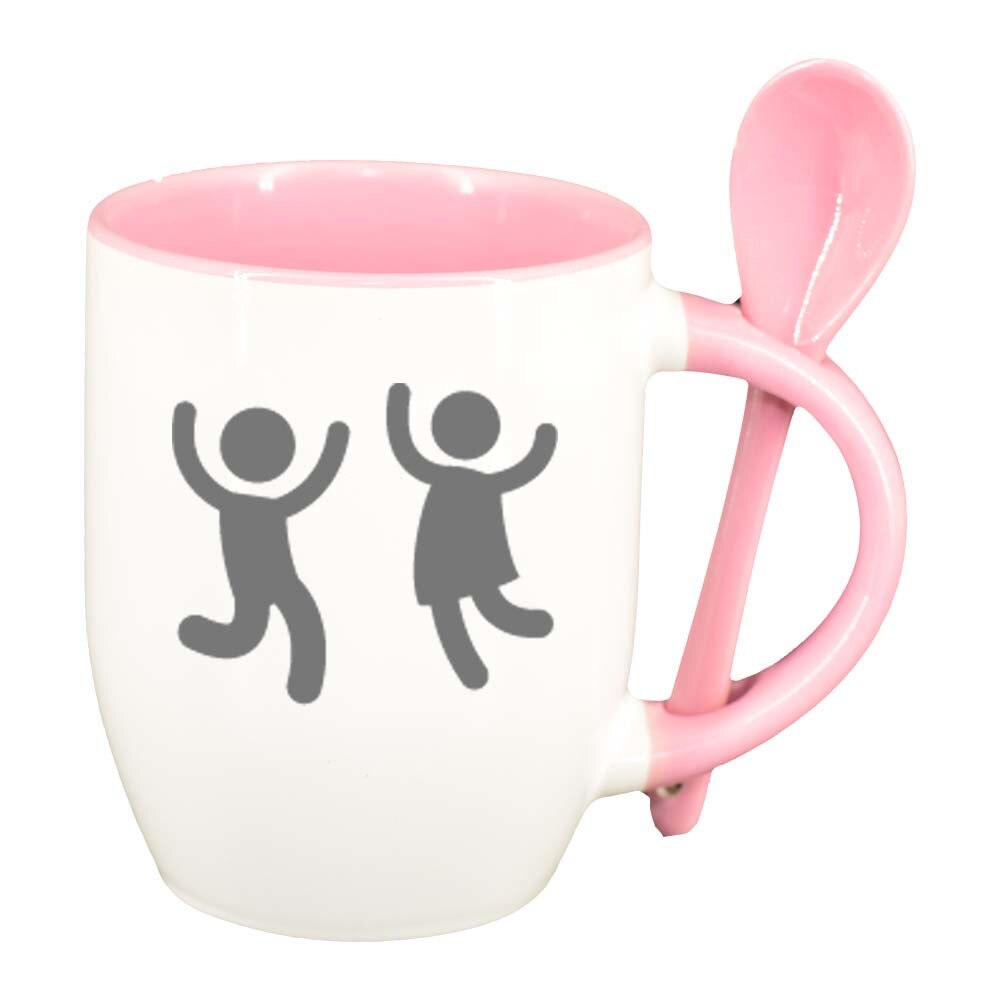 Cana Figure cu lingurita, interior roz, 330ml, D264