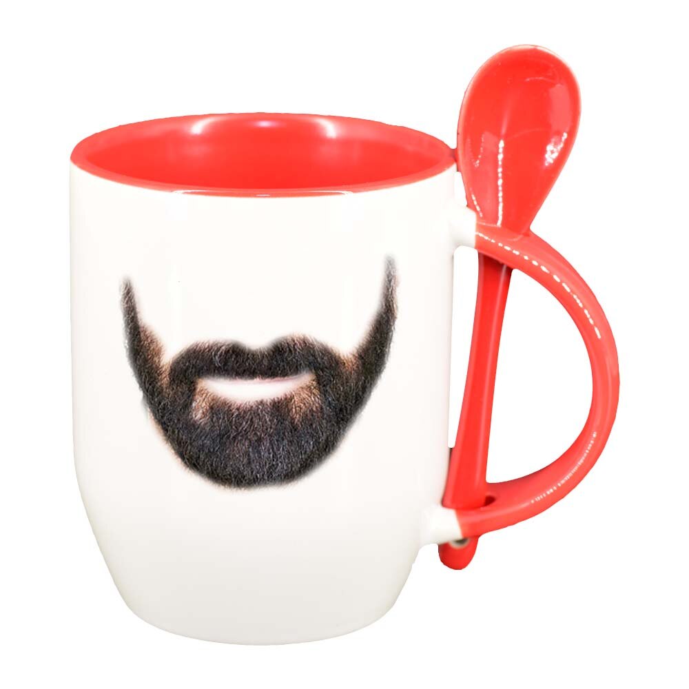 Cana Beard cu lingurita, interior rosu, 330ml, D260