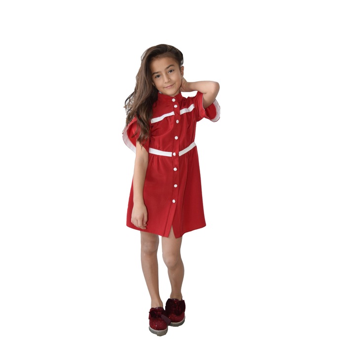 Rochie fete Lovely, NOAR Kids, bumbac, rosu