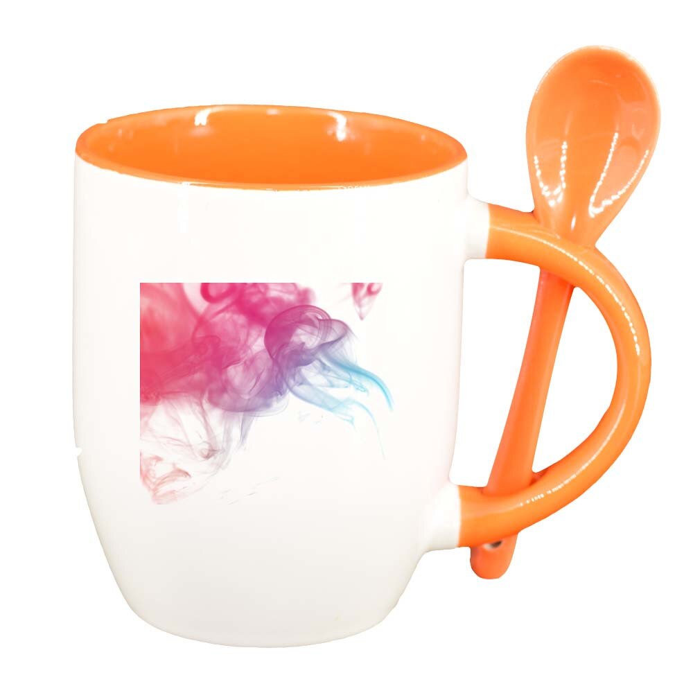 Cana Colour cu lingurita, interior portocaliu, 330ml, D266