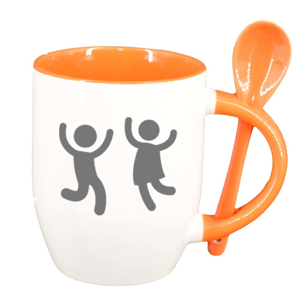 Cana Figure cu lingurita, interior portocaliu, 330ml, D264