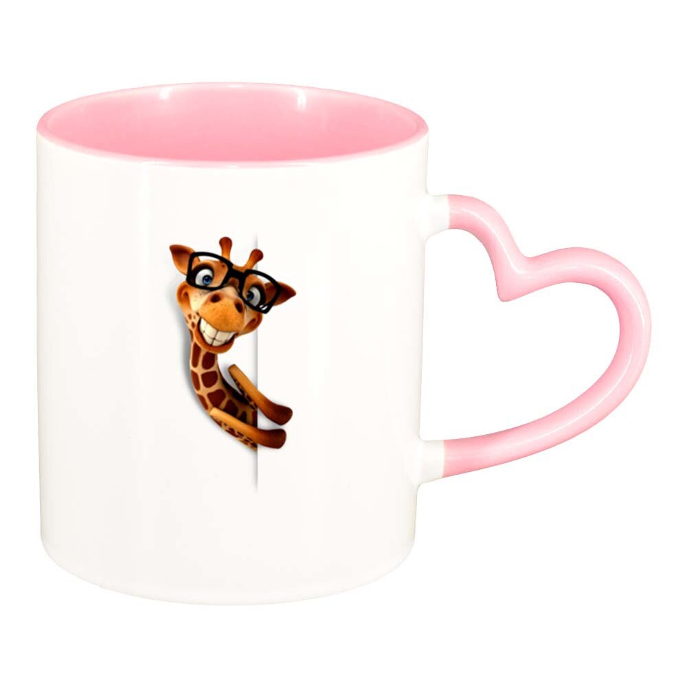 Cana Girafa, interior roz, maner inima, 330ml, D275