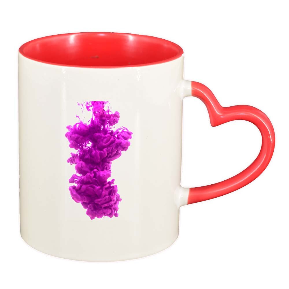 Cana Colour, interior rosu, maner inima, 330ml, D274