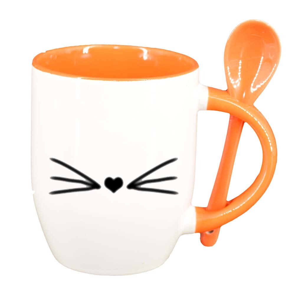 Cana Inima cu lingurita, interior portocaliu, 330ml, D272