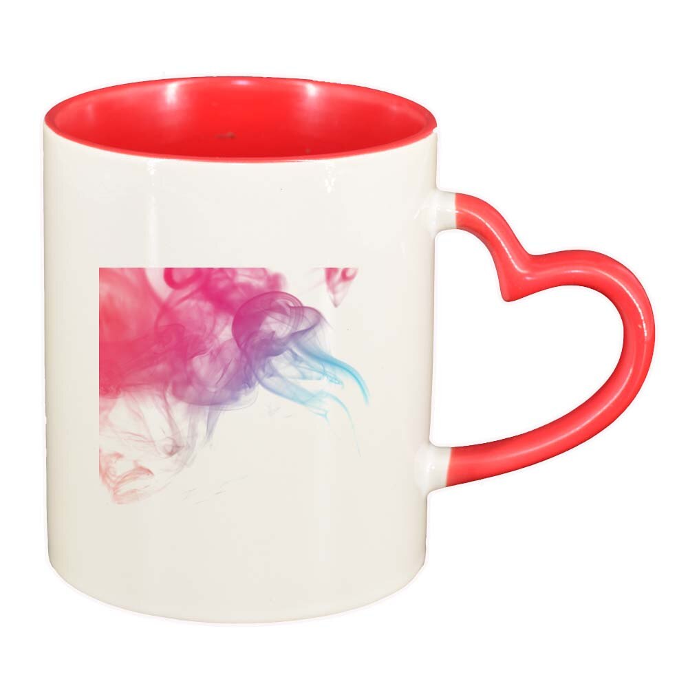 Cana Colour, interior rosu, maner inima, 330ml, D273