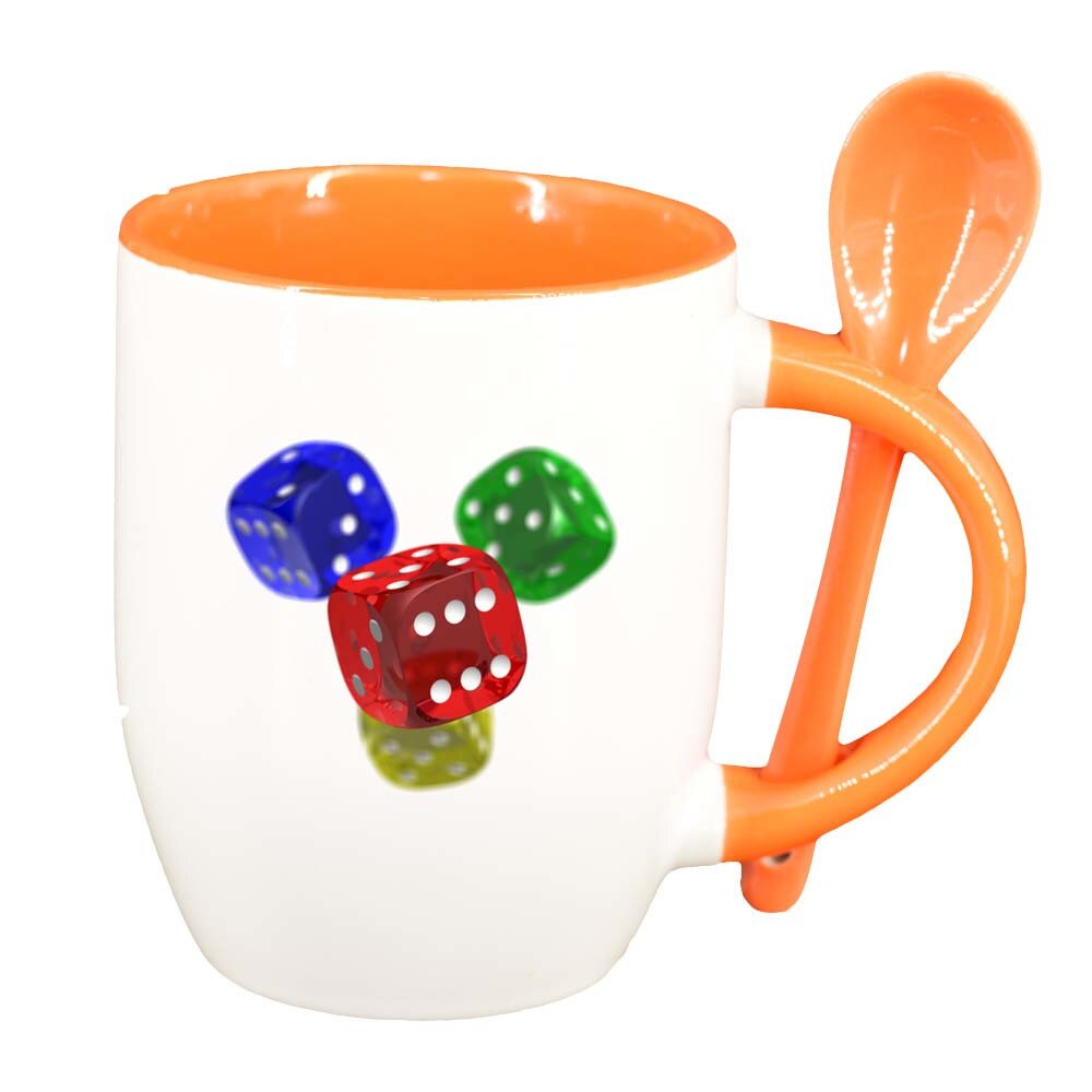 Cana Dice cu lingurita, interior portocaliu, 330ml, D278