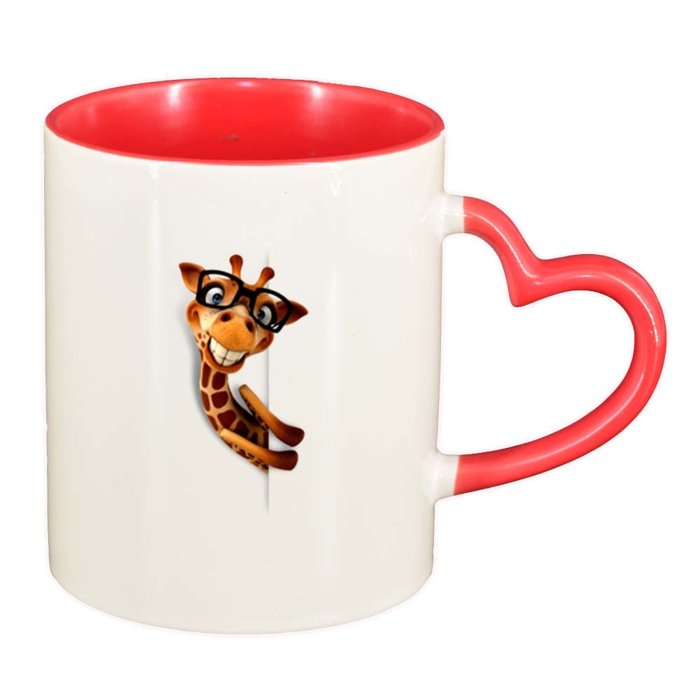 Cana Girafa, interior rosu, maner inima, 330ml, D275