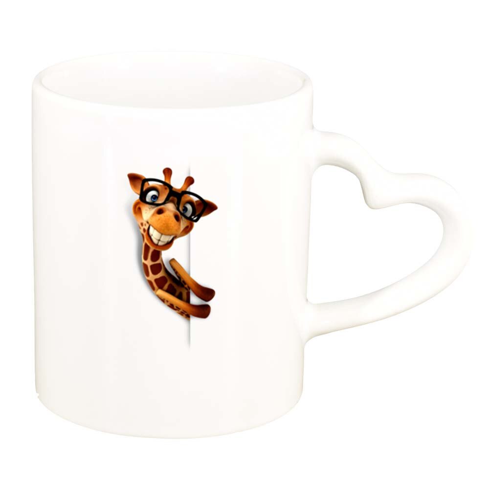 Cana Girafa, alb, maner inima, 330ml, D275