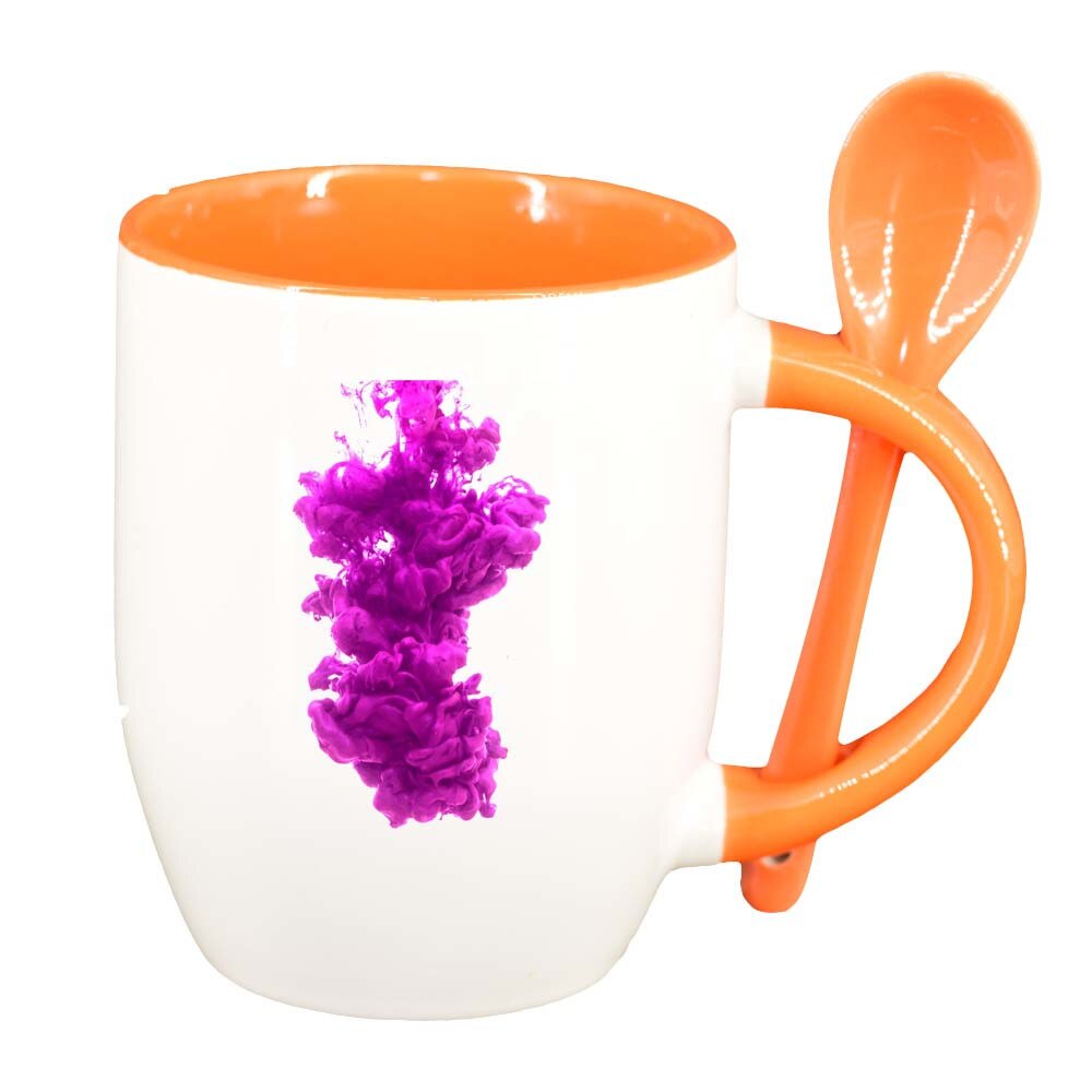 Cana Colour cu lingurita, interior portocaliu, 330ml, D274