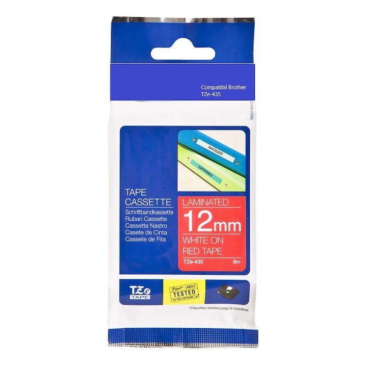 Brother eredeti szalag, 12mm x 8m, fehér-piros TZE-435