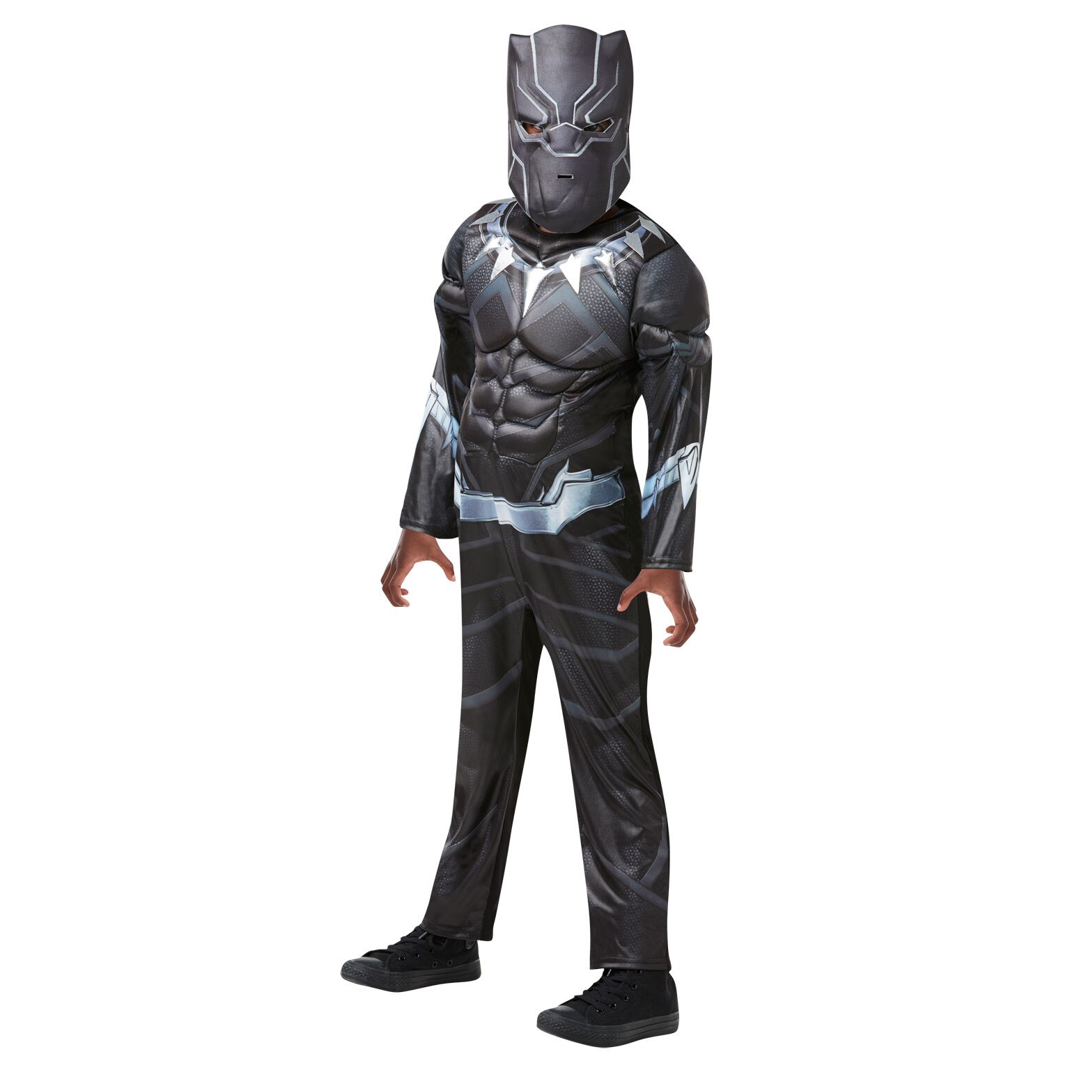 Costum Black Panther cu muschi copii 120 cm (5-6 ani)