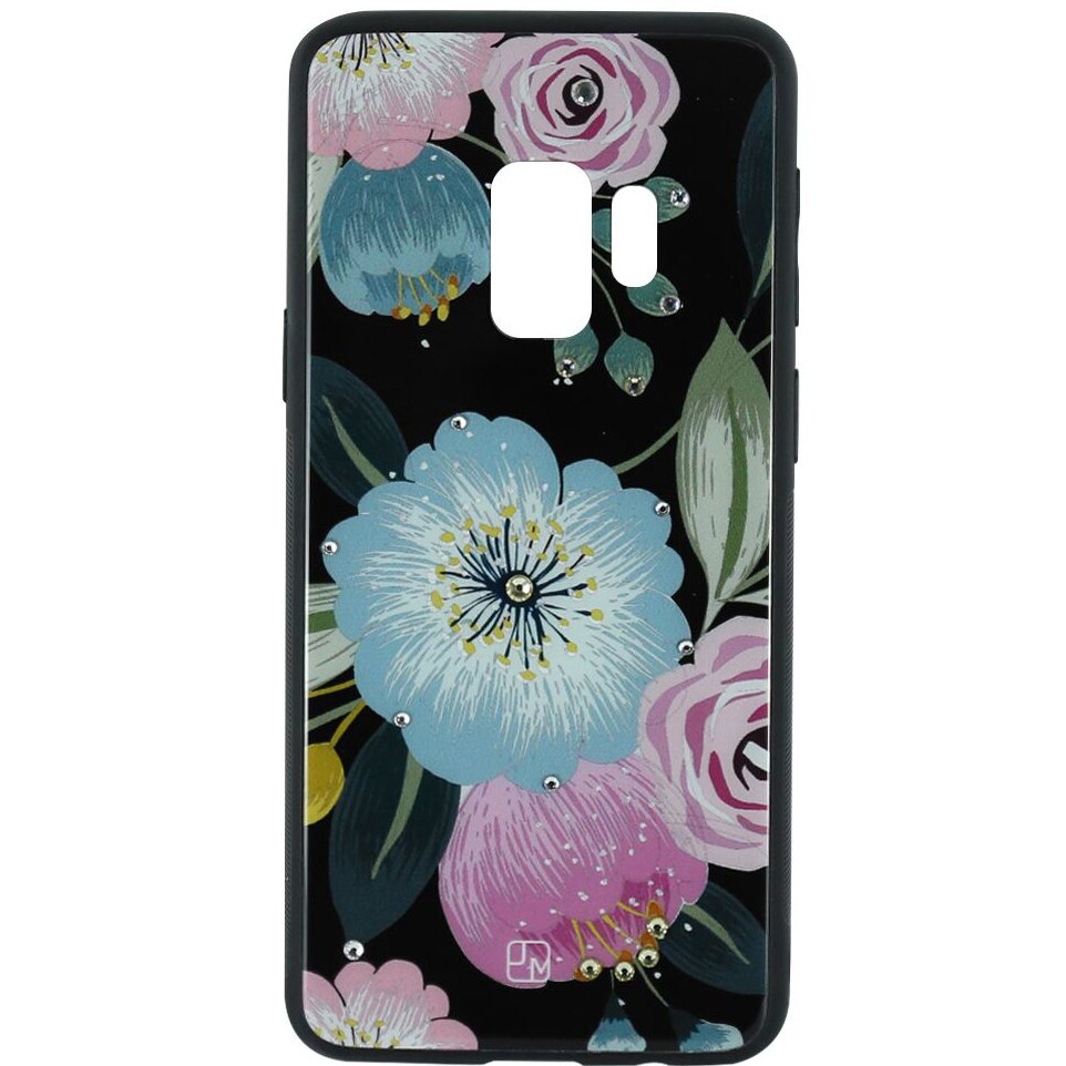 Husa de protectie Just Must Glass Diamond Print pentru Samsung Galaxy S9 G960, Black Flowers