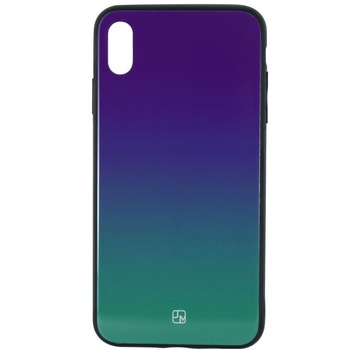 Husa de protectie Just Must Glass Print Gradient pentru Apple iPhone XS Max, Purple Green