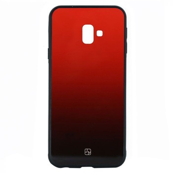 Husa de protectie Just Must Glass Print Gradient pentru Samsung Galaxy J6 Plus, Red Black