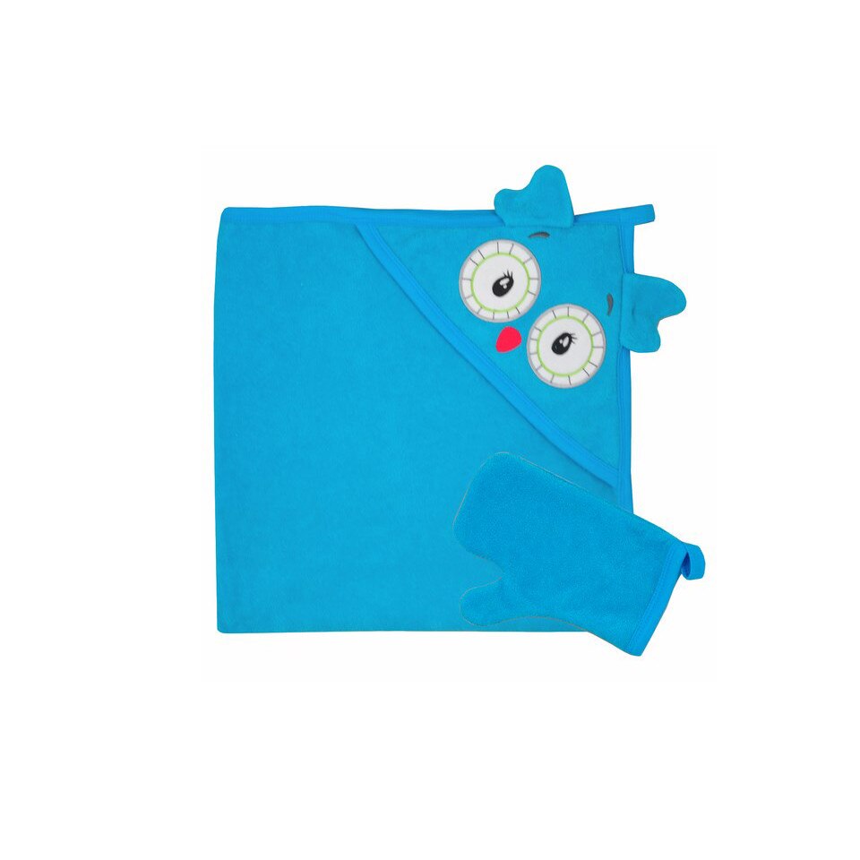 Prosop de baie cu gluga pentru bebelusi 90 x 90 cm Koala Stworek 05-038A, Albastru