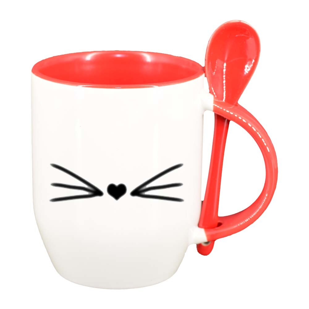 Cana Inima cu lingurita, interior rosu, 330ml, D272